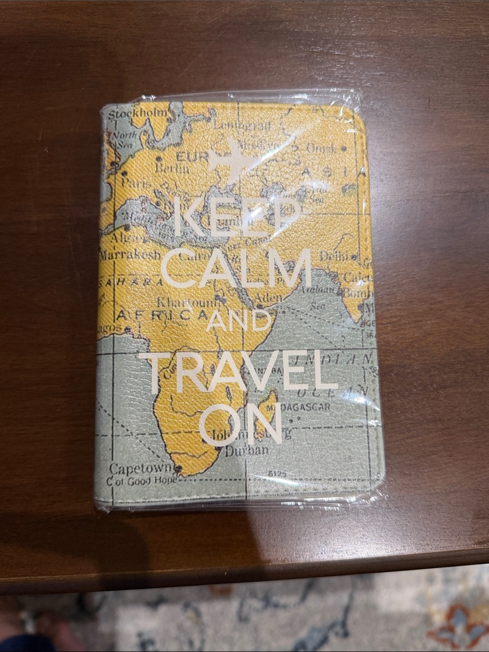 Bisu Bisu Yellow and Gray 'Keep Calm and Travel On' Passport holder - New sealed